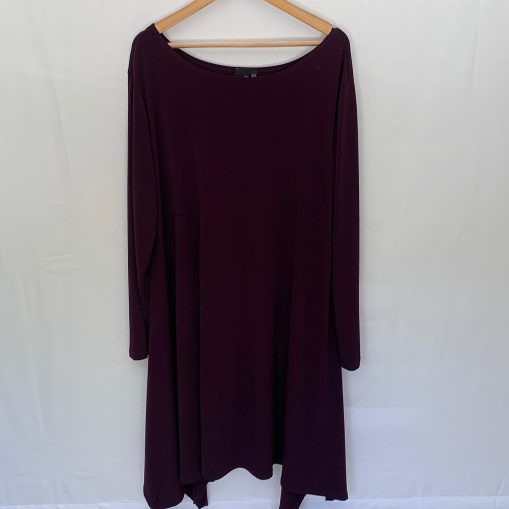 Lisa Bayne Wide Neck Asymmetrical Maxi Dress Lagenlook Size XXL